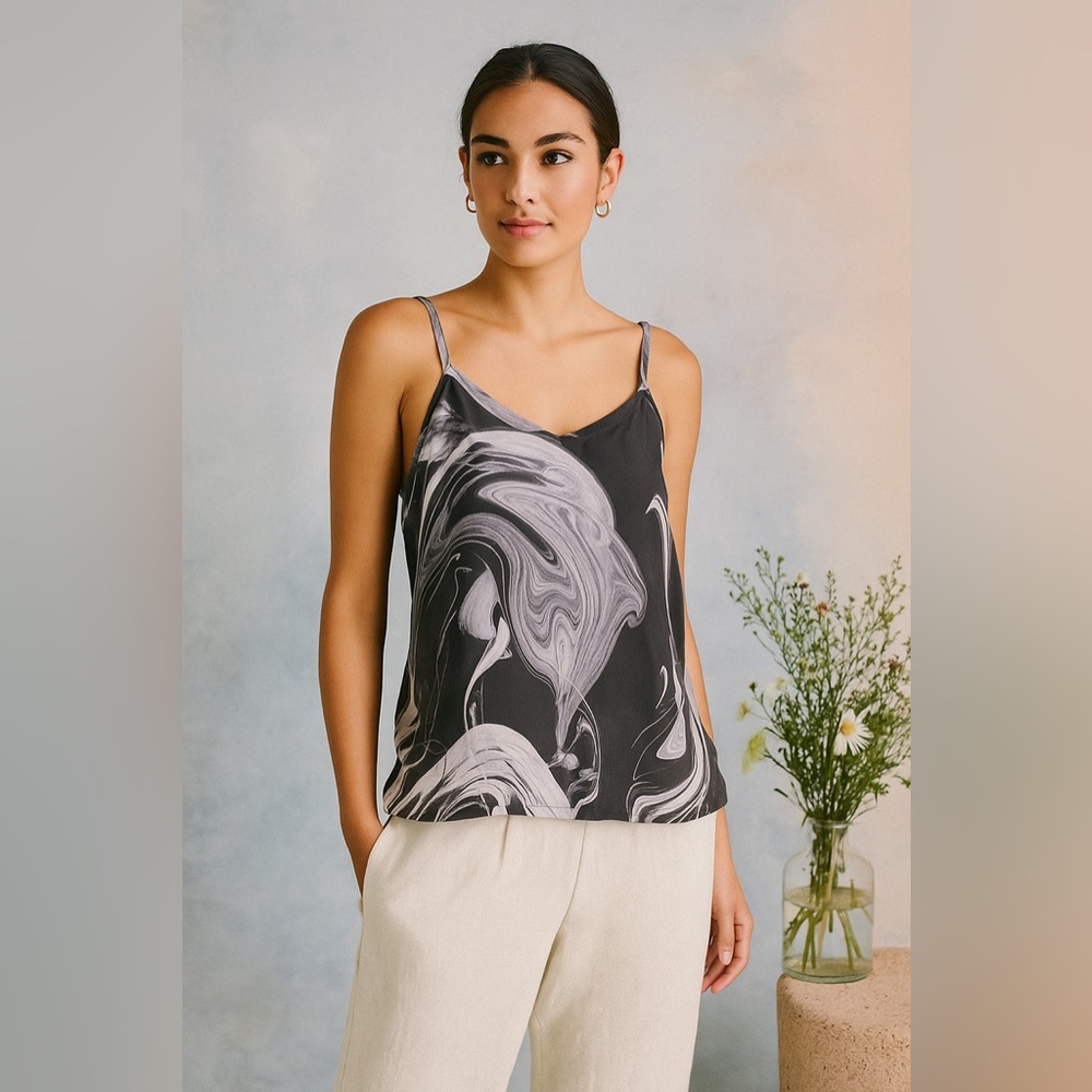 Athleta Cool Calm Cami Gray Marble Swirl Yoga Tank Top Women’s XS
